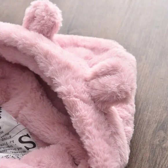 5T White/ BLK Teddy Bear/ Bunny Ears Girls Hooded Faux Fur Winter Coat Jacket - Picture 3 of 6